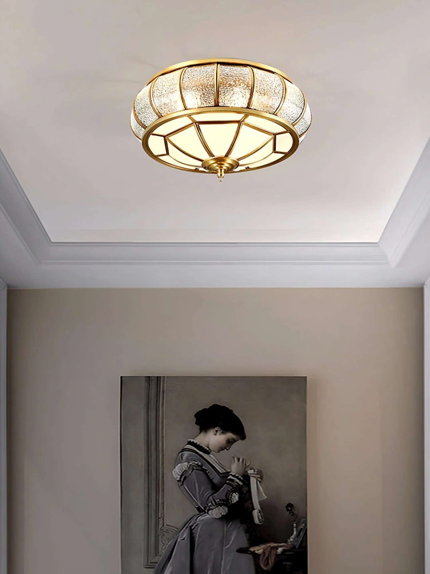 Zothaus Traditional Round Textured Glass Ceiling Light - Image 3