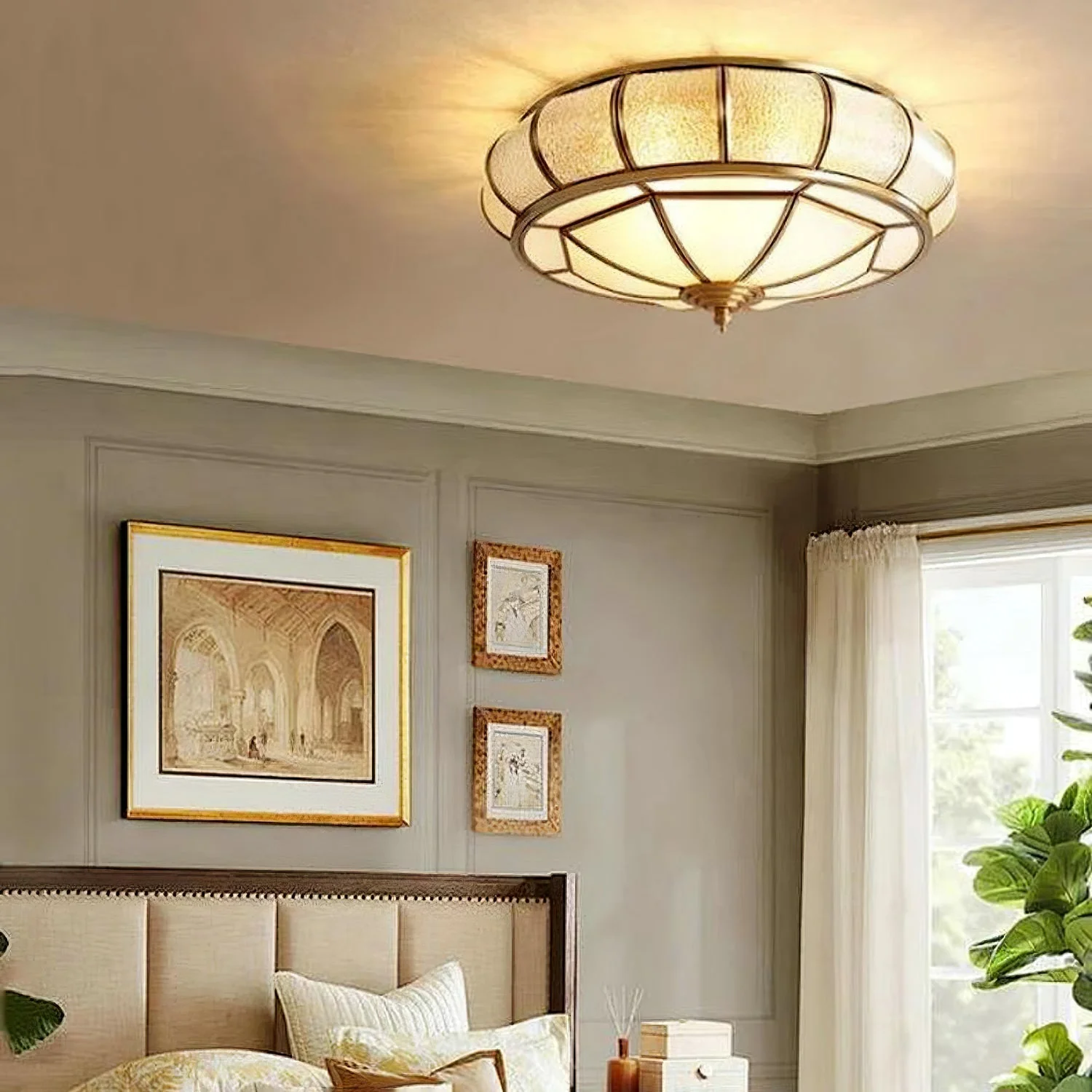 Zothaus Traditional Round Textured Glass Ceiling Light - Image 34