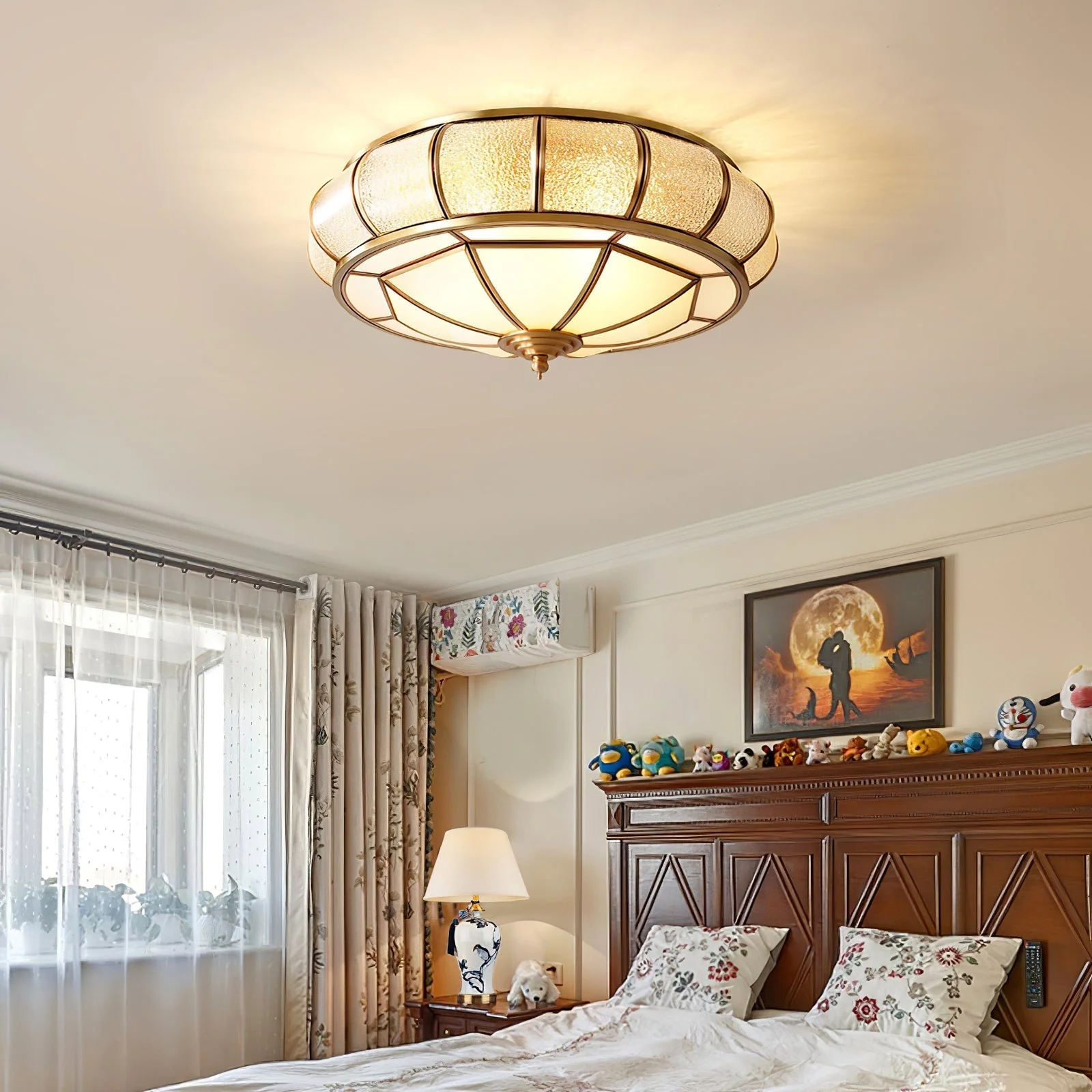 Zothaus Traditional Round Textured Glass Ceiling Light - Image 5
