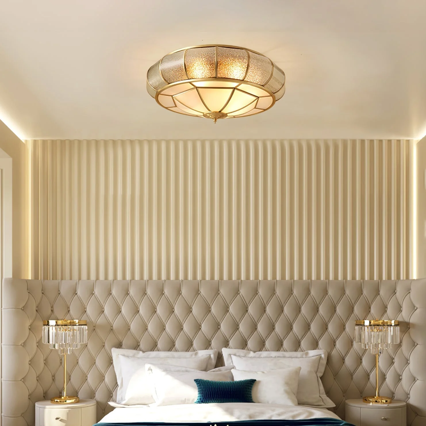 Zothaus Traditional Round Textured Glass Ceiling Light - Image 7