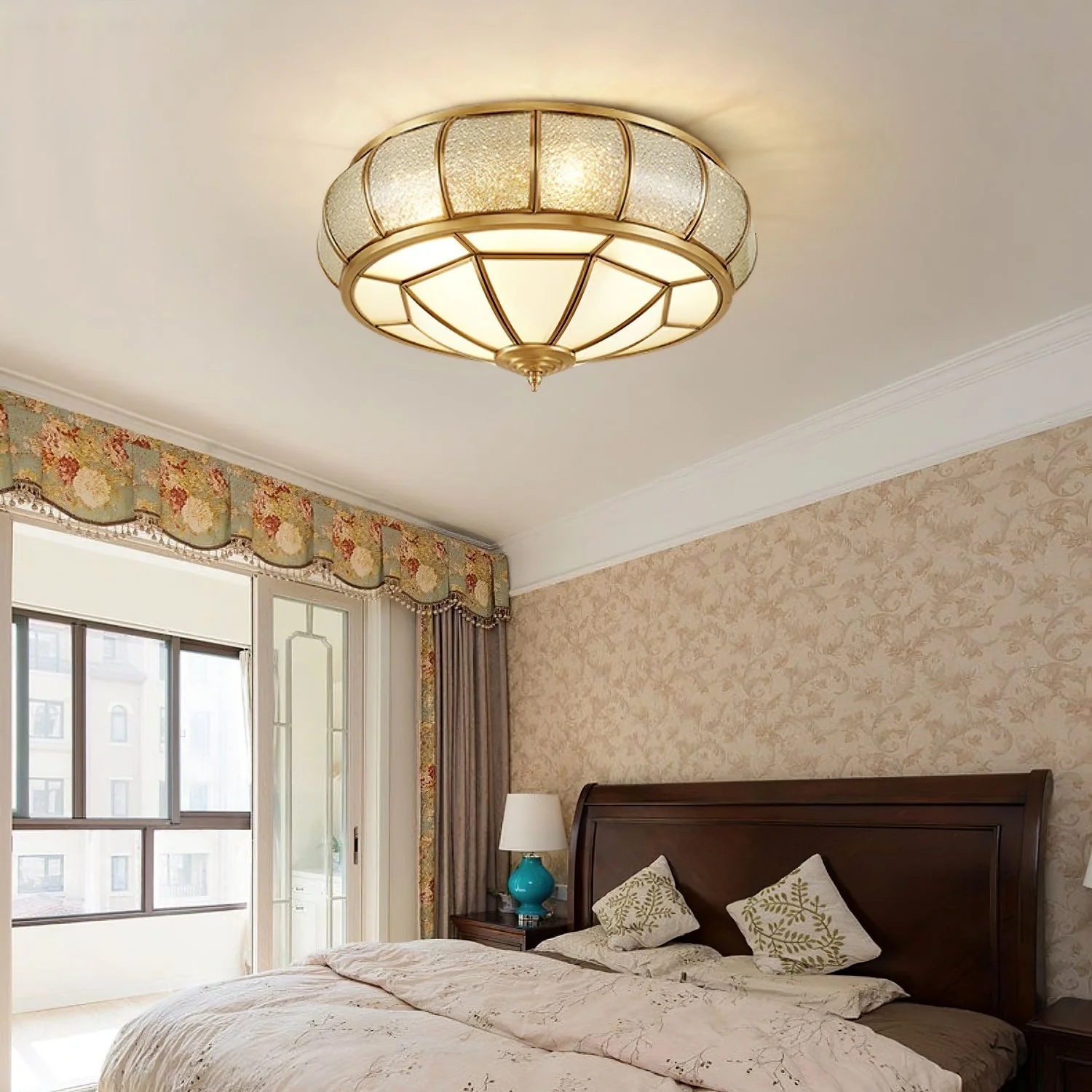 Zothaus Traditional Round Textured Glass Ceiling Light - Image 8