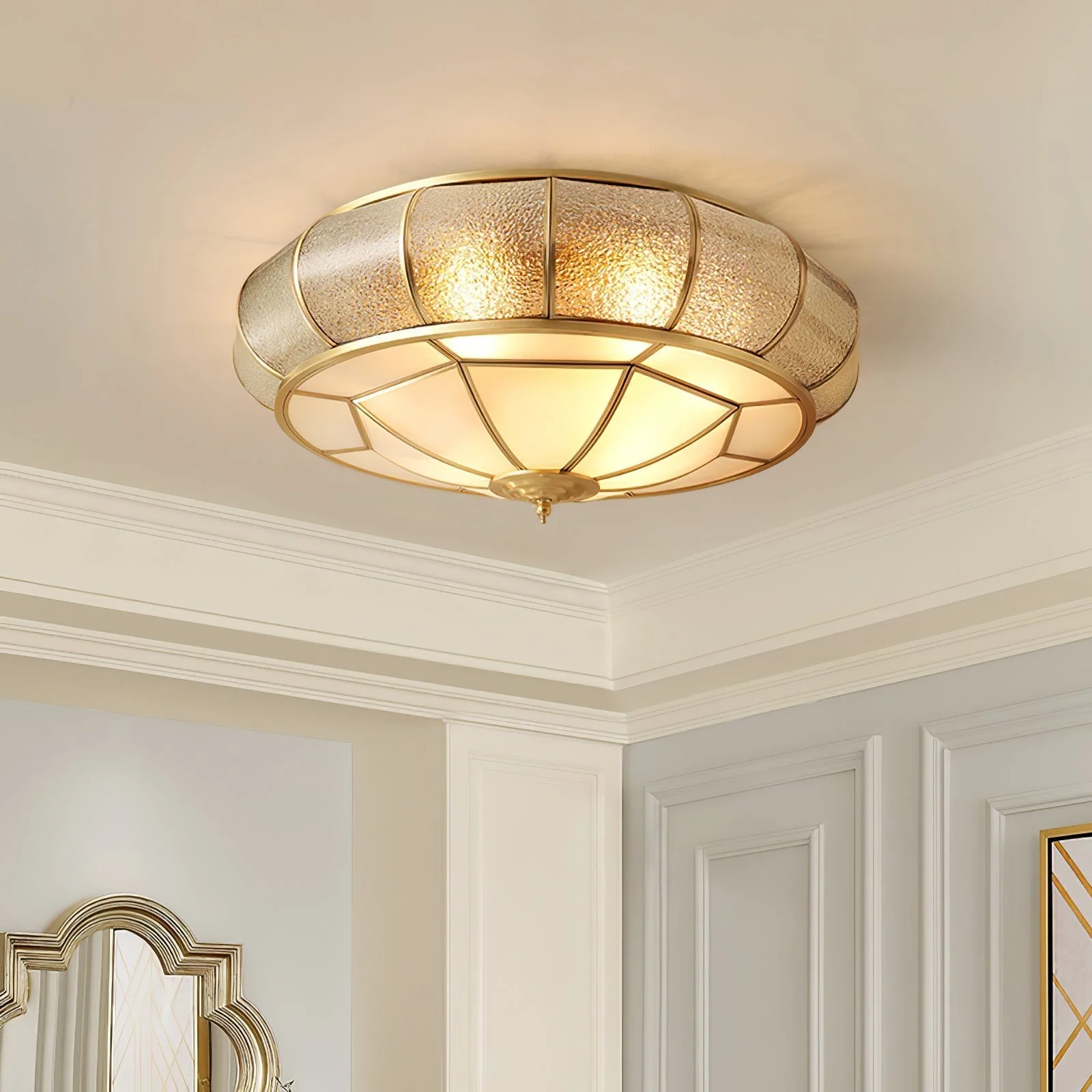 Zothaus Traditional Round Textured Glass Ceiling Light - Image 9